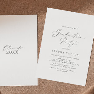 Invitation Délicat Silver Calligraphy Graduation Party