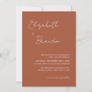 Invitation Délicat Terracotta QR Code RSVP Mariage Photo