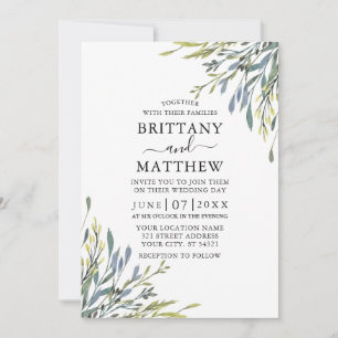 Invitation Delicate Aquarelle Botanique Mariage de verdure