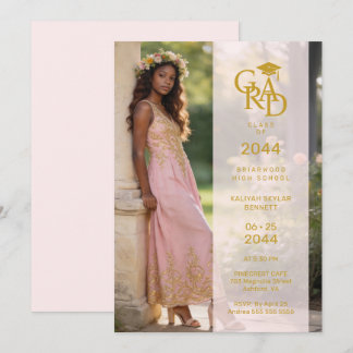 Invitation Delicate Baby Pink Stylish Photo Grad Party TMF26