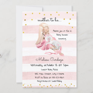 Invitation Delicate Ballerina and Unicorn Baby Shower 