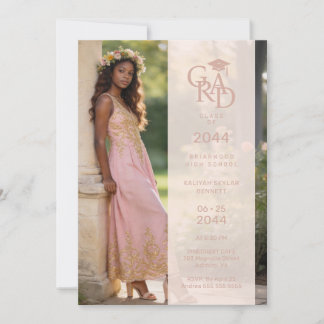 Invitation Delicate Dusty Pink Stylish Photo Grad Party TMF26