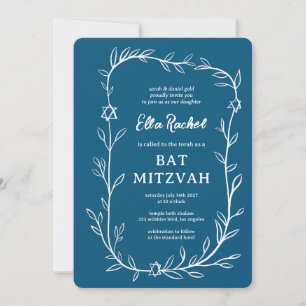 Invitation Délicate étoile botanique de David Bar Bat mitzvah