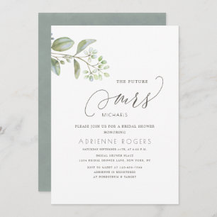 Invitation Delicate Eucalyptus Future Mme White Fête des mari