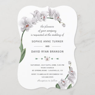 Invitation Delicate Luau Aquarelle blanche Mariage orchidée