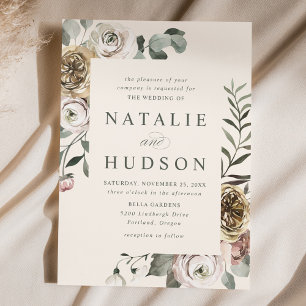 Invitation Delicate Winter Floral Frame Wedding