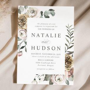 Invitation Delicate Winter Floral Frame Wedding