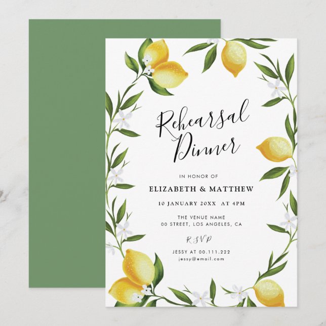 Invitation délicieuse préparation de la feuille de citron dîn (Devant / Derrière)