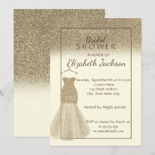 Invitation Délicieux dégradé de paillettes dorées, robe de do