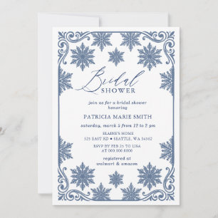 Invitation Délicieux Flocons de Neige Bleu Mariage