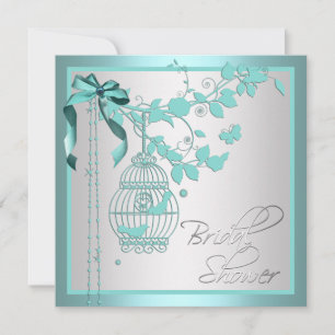 Invitation Délicieux Oiseaux Bleu Sarcelle Mariée