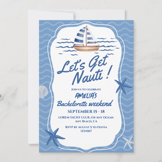 Invitation Demain de bachelorette Nauti (Devant)