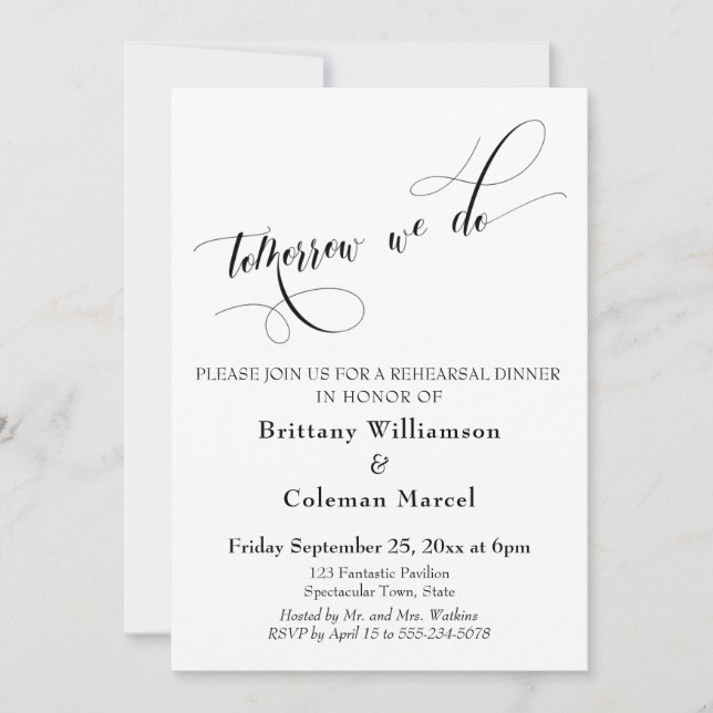Invitation Demain Nous Faisons La Typographie Dîner De Répéti (Devant)