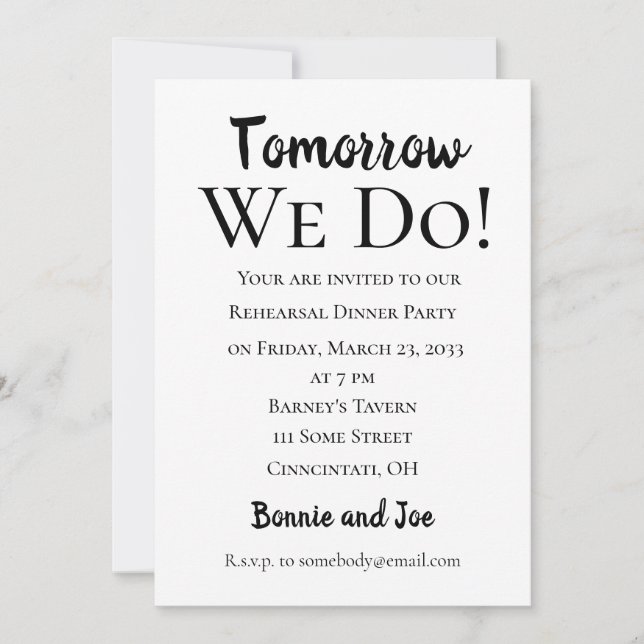 Invitation Demain Nous Le Faisons ! Dîner de répétition Invit (Devant)