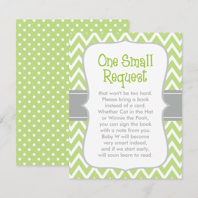 Invitation Demande de Baby shower moderne vert et gris (Devant / Derrière)