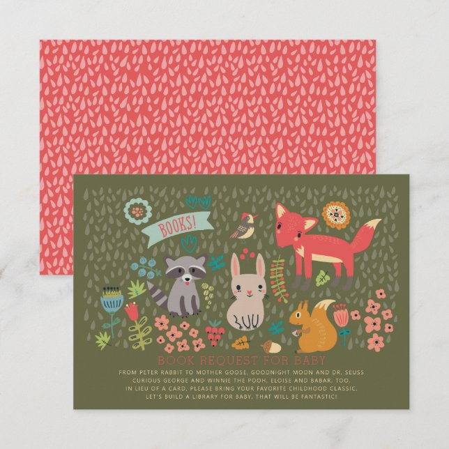 Invitation Demande de Baby shower pour les animaux de bois (Devant / Derrière)