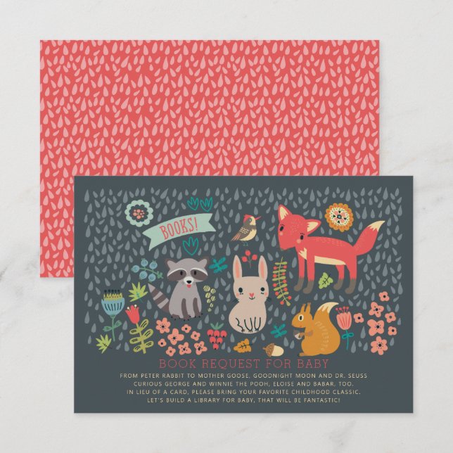 Invitation Demande de Baby shower pour les animaux de bois (Devant / Derrière)