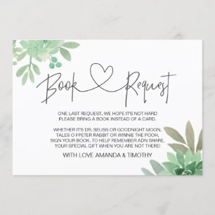 Invitation Demande de cahier de Baby showers Succulents neutr