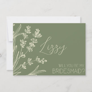 Invitation Demande de demoiselle d'honneur en vert olive et c