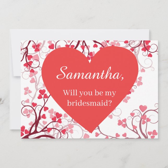 Invitation Demande de demoiselle d'honneur Pretty Hearts (Devant)