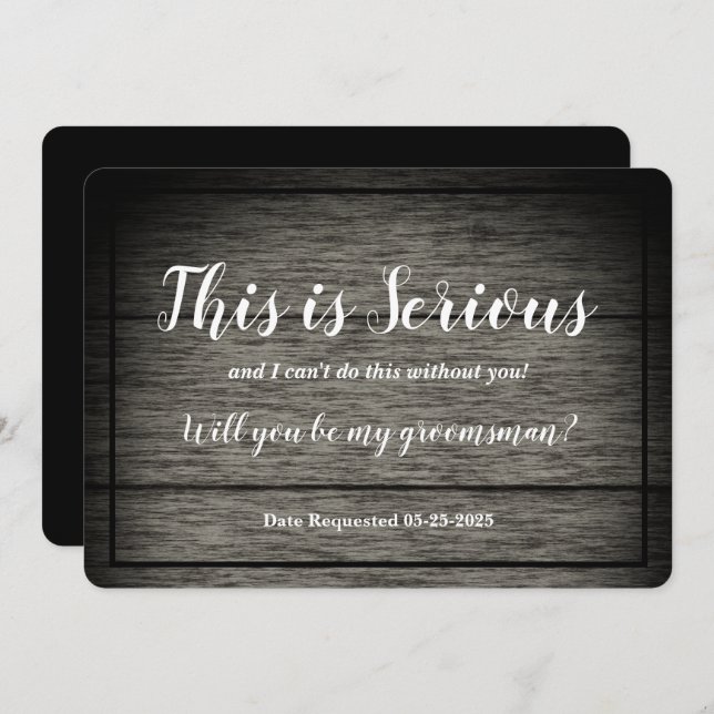 Invitation Demande de Garçon d'Honneur C'est du Sérieux Bois  (Devant / Derrière)