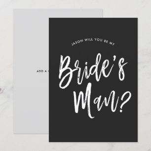 Invitation Demande de l'homme de la mariée   Noir Script Pers