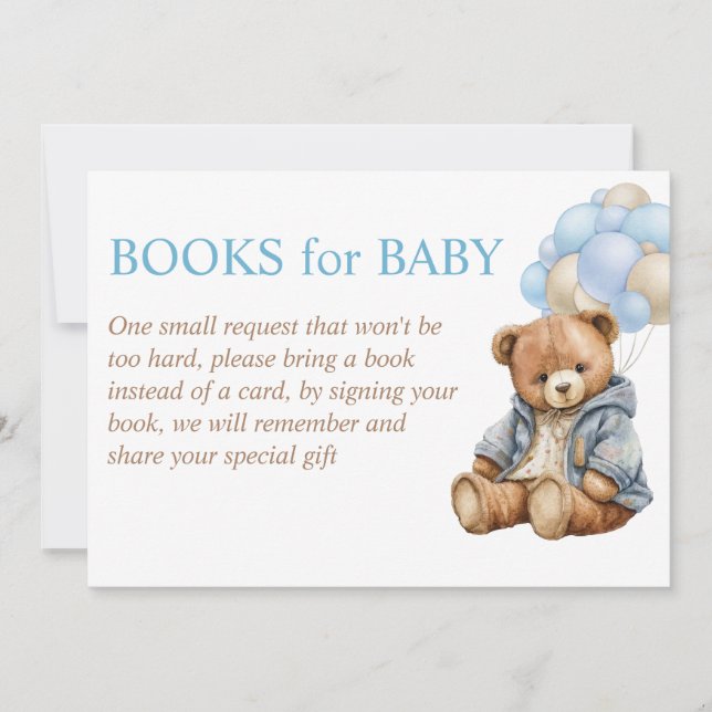 Invitation Demande de livre ours en peluche baby shower à pei (Devant)