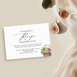 Invitation Demande de recette de baby shower pour une mariée