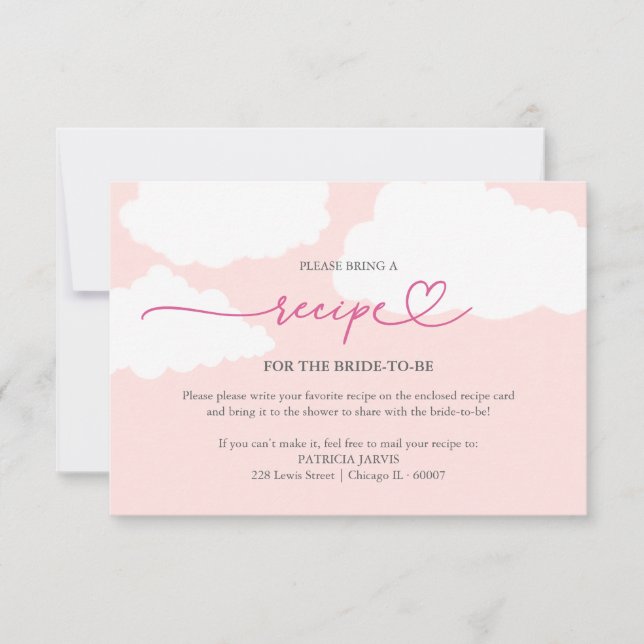 Invitation Demande de recette de douche de mariée Cloud moder (Devant)