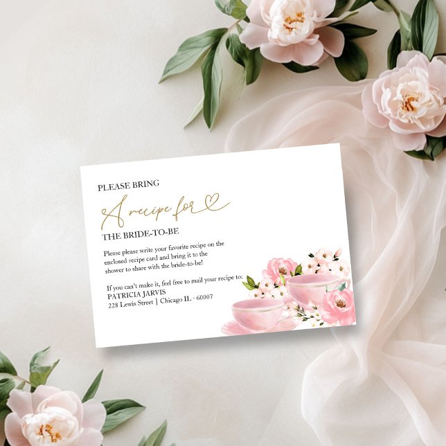 Invitation Demande de recette de thé flush Floral Bridal (Créateur téléchargé)