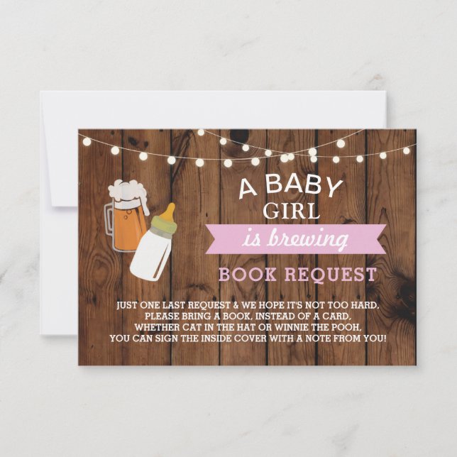 Invitation Demande de réservation Bière Baby shower fille bou (Devant)