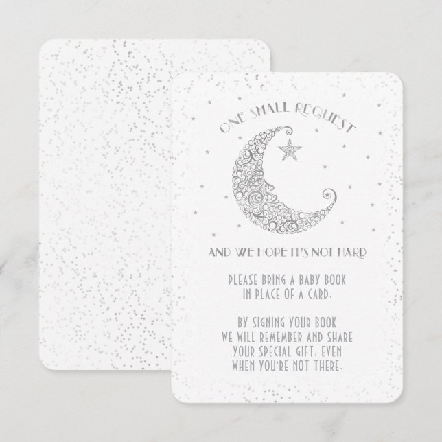 Invitation Demande de réservation Moon Star Baby shower Silve (Devant / Derrière)