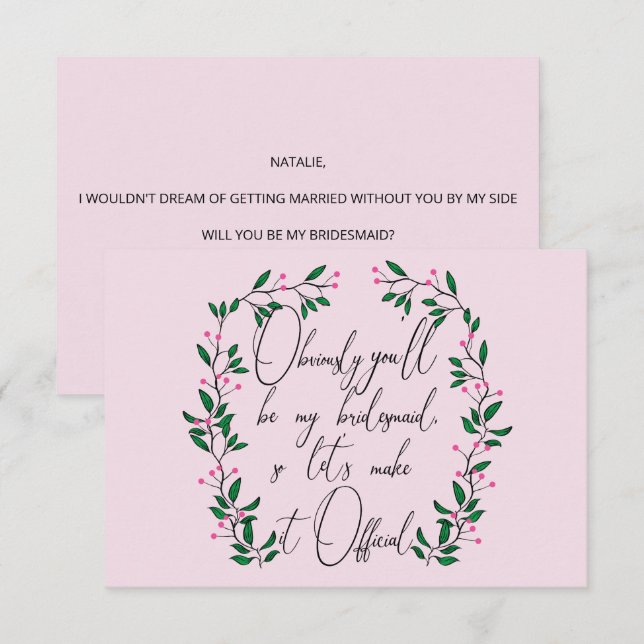Invitation Demande de témoin de mariage (Devant / Derrière)