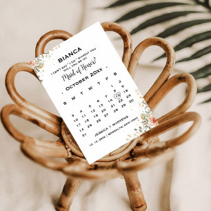 Invitation Demande de témoin de mariage élégant calendrier fl