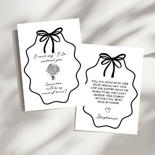 Invitation Demande de témoin de mariage florale avec nœud des