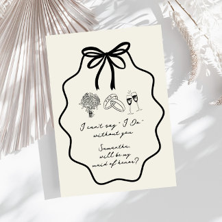Invitation Demande de témoin de mariage florale avec nœud des