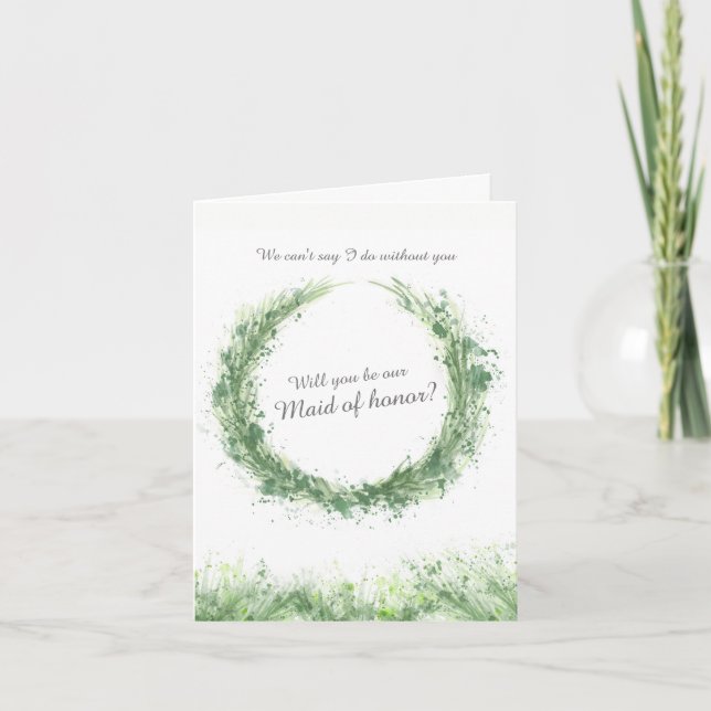 Invitation Demande de témoin de mariage verte : serez-vous no (Devant)