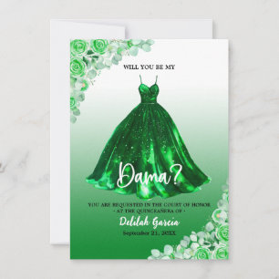 Invitation Demande en Dama de Quinceañera Pretty Green