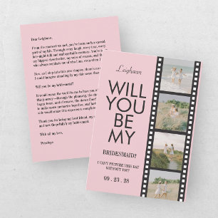 Invitation Demande en mariage originale avec une bobine rose 