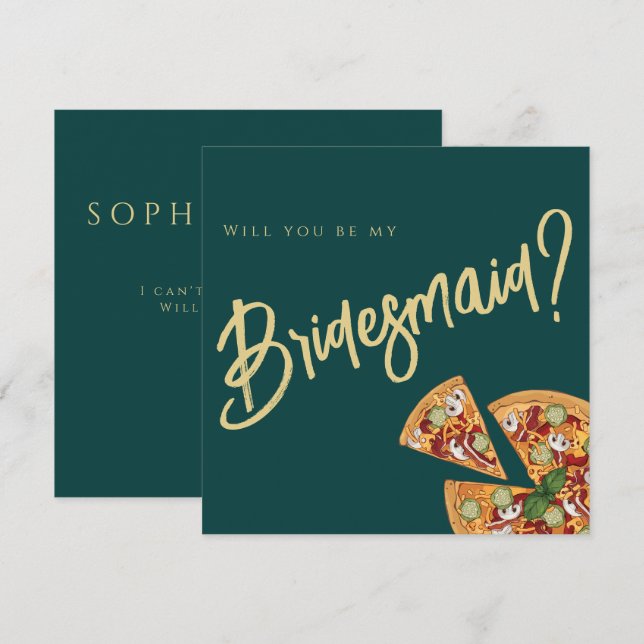Invitation Demande en mariage pour la fête nuptiale PIZZA ver (Devant / Derrière)