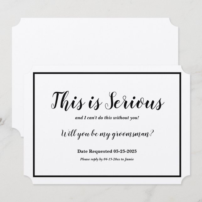 Invitation Demande Groomsman Ceci est sérieux (Devant / Derrière)