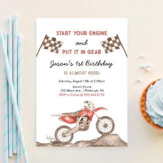 Invitation Démarrez Votre Moteur Dirt Bike Motocross Garçon A