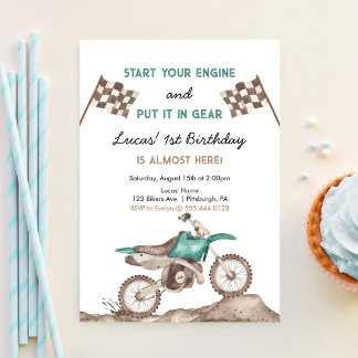 Invitation Démarrez Votre Moteur Dirt Bike Motocross Garçon A