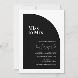 Invitation Demi-arc minimal Mlle à Mme Black & White