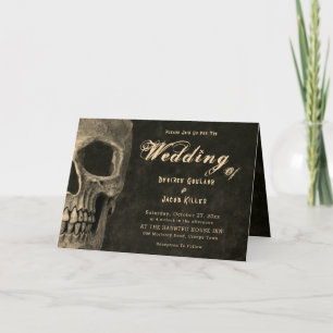 Invitation Demi-crâne gothique Tête Vintage Sepia Hallomariag