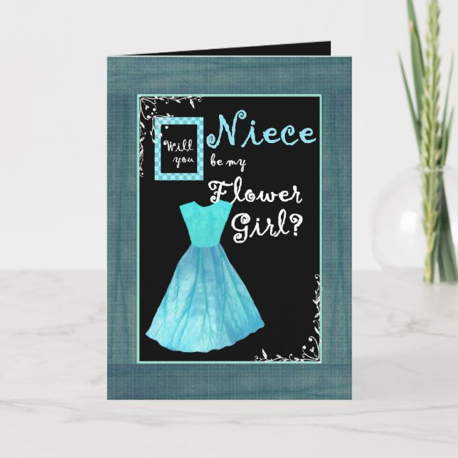 Invitation Demoiselle d'Honneur Fleur TURQUOISE BL (Devant)