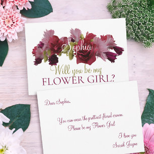 Invitation Demoiselle d'honneur florale de Bourgogne