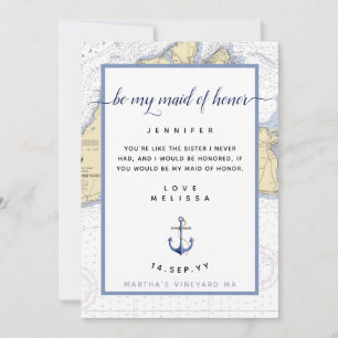 Invitation Demoiselle d'honneur nautique   Martha's Vineyard