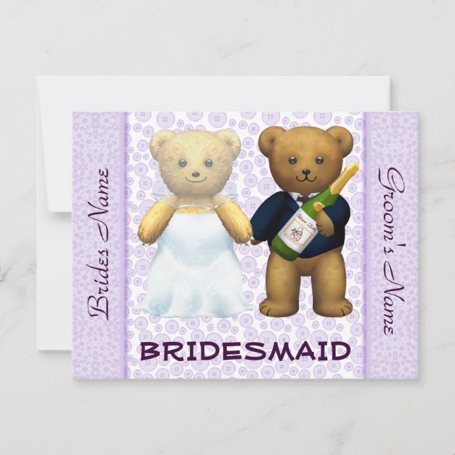 Invitation Demoiselle d'honneur - Ours en peluche lilas Invit (Devant)