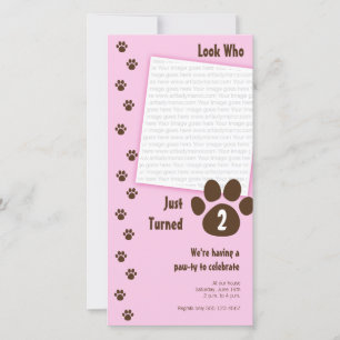 Invitation d'Empreinte de patte rose